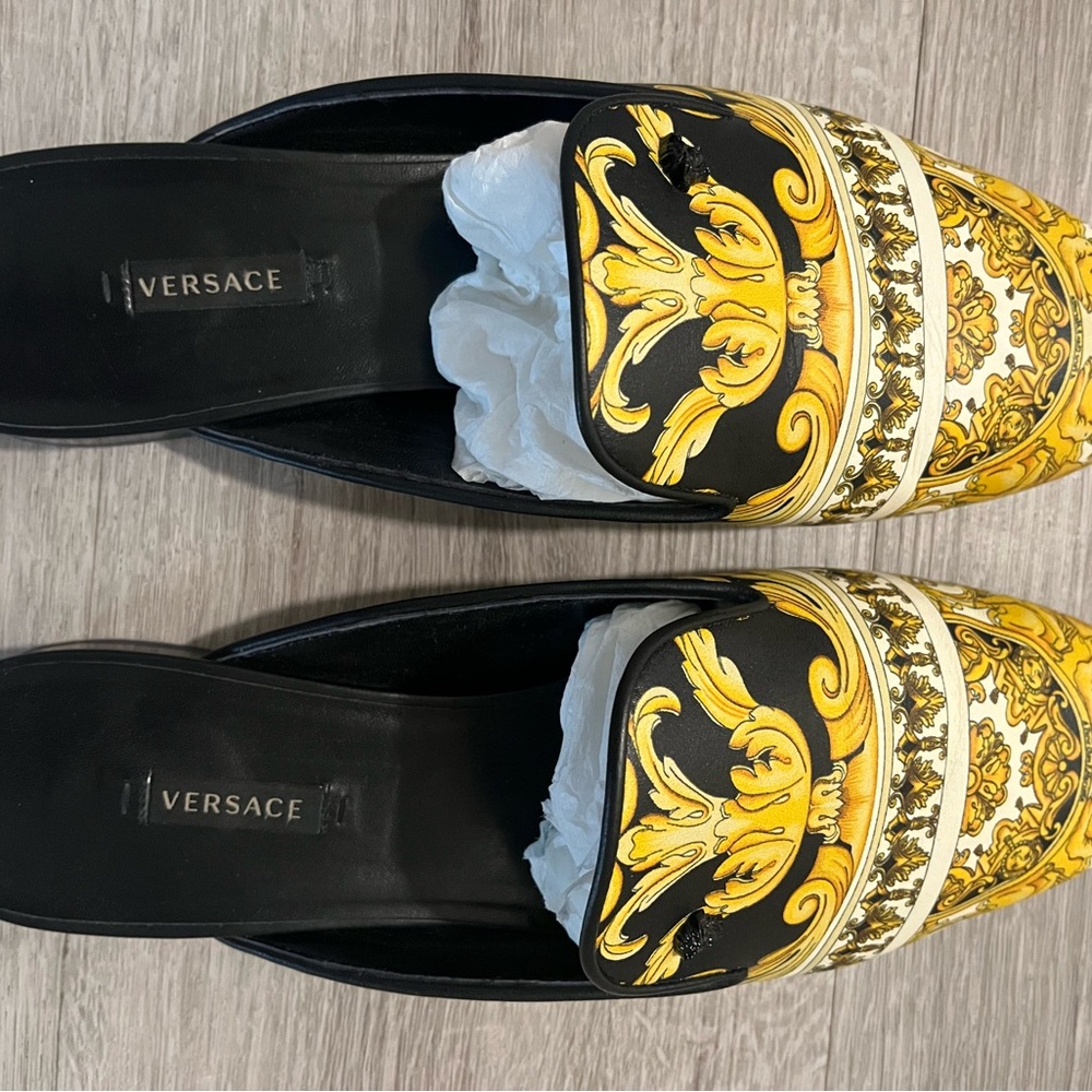 Versace Black and Gold Mules